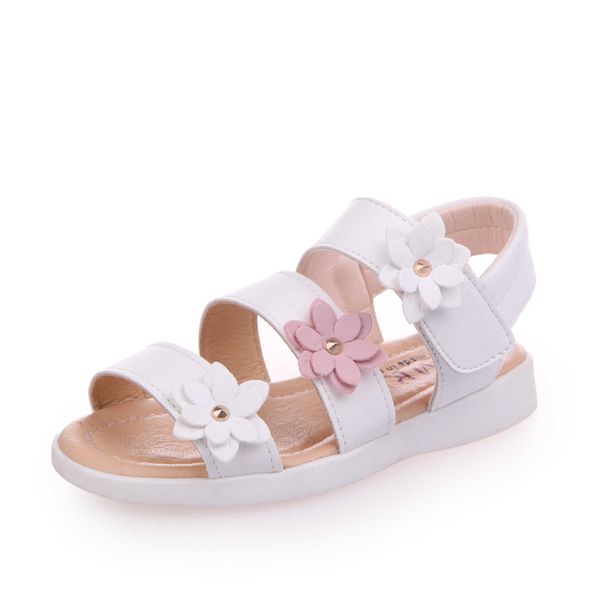

elling designer new children's casual sandals girls summer flat shoes little fashion flowers breathable open toe princess classic luxur, Black
