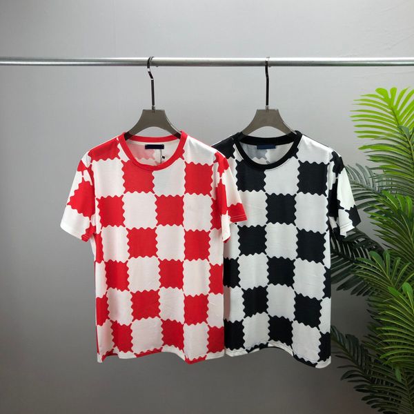 

2022ss sweatshirt sand summer new high grade cotton printing short sleeve round neck panel t-shirt oversize color: black white xe43, Black;brown