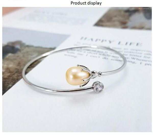 

bangle [meibapj]925 sterling silver bracelet natural freshwater pearl for women white/pink/purple/black fashion charm jewelry1
