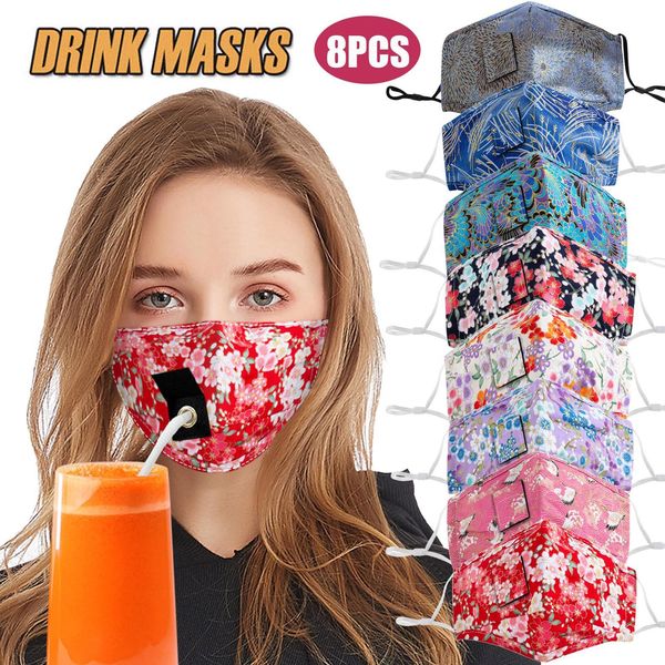 

unisexo nueva быстрой доставки mscara оголовье взрослых женщины цветочная protect маска питьевая маска с отверстиями для соломы masque sqcyg