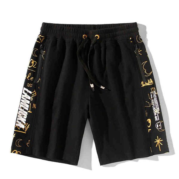 

men shorts summer baggy big size fashion brand full panda print men's capris terry cotton sports casual shorts, White;black