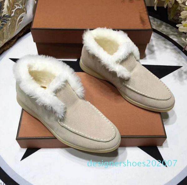 

suede leather fur inside mens women winter driving casual shoes loro luxury designer open walk flats mocassin 35-46 d07, Black