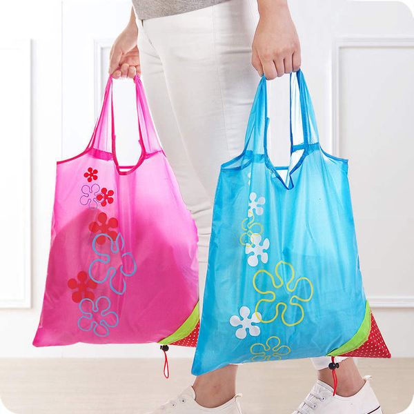 

reusable bags eco-friendly shopping bag pouch storage handbag strawberry foldable folding tote random color