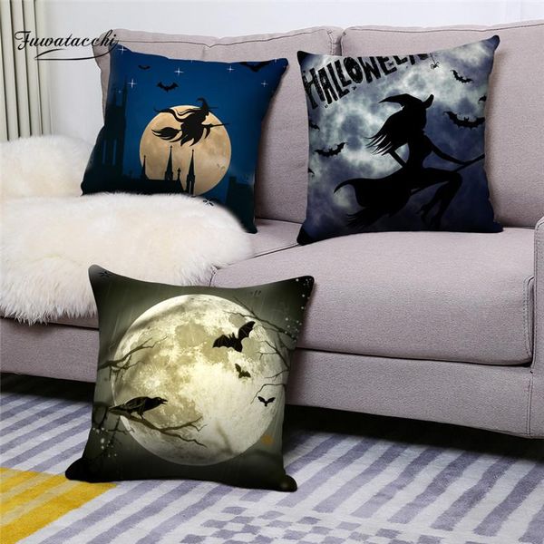 

fuwatacchi halloween style cushion cover caster witch printed pillow cover for home sofa car decor throw pillowcase 45x45cm