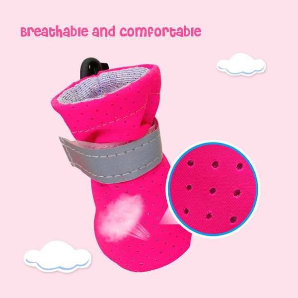 

4pcs/set pet dog shoes anti-slip small dog shoes cute reflective pet shoes spring summer autumn breathable pet boots c wmtupt