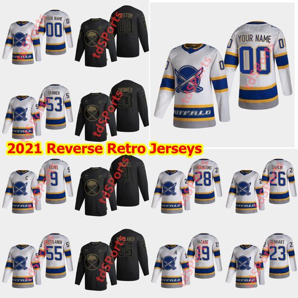 

buffalo sabres 2021 reverse retro hockey jerseys evan rodrigues conor sheary zach bogosian marco scandella andrew hammond custom stitched, Black;red