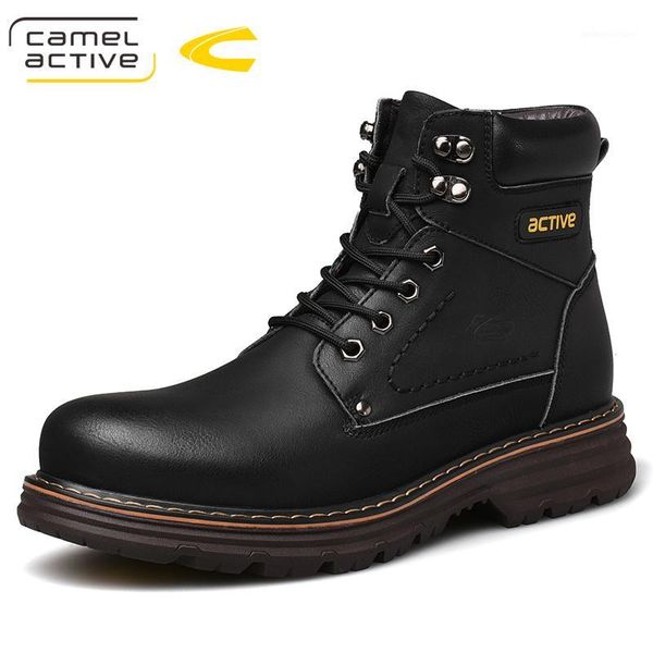 

boots camel active brand men genuine leather winter autumn shoes motorcycle mens ankle couple oxfords shoes1, Black