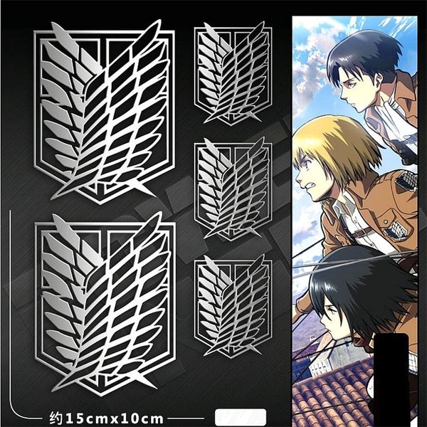 / Set Attack no Titan Anime Adesivos De Metal Decal Adesivo Para Laptop Telefone De Carro Book Secretária DIY Stiker Toy LJ201019