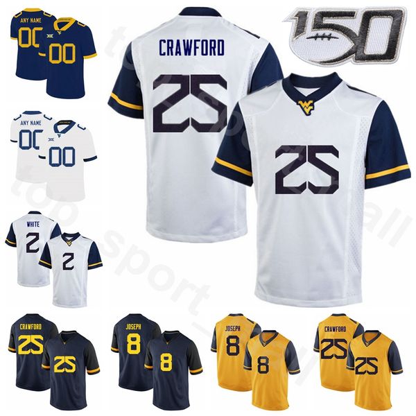

west virginia mountaineers 25 justin crawford jersey ncaa college football karaun white skyler howard shelton gibson karl joseph big 12 xii, Black