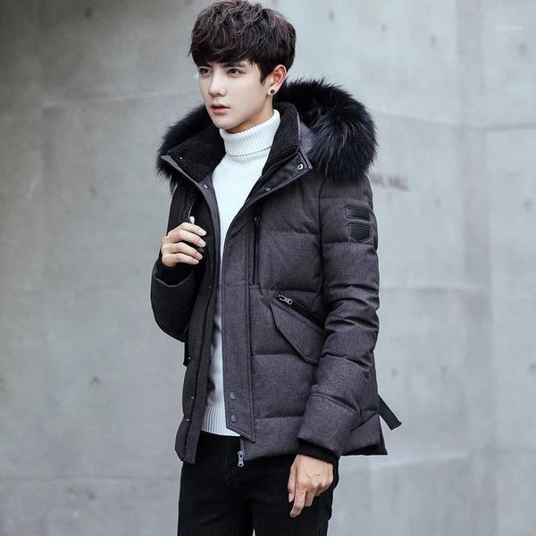 

duck down jacket men short winter coat for men korean black puffer men's jackets detachable hat parka pluma hombre kj7891