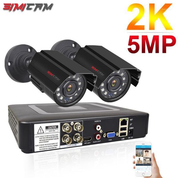 

simicam 5mp cctv ahd camera security system kit h.265x 4ch dvr recorder 2k 2pcs cam ir waterproof video surveillance set1