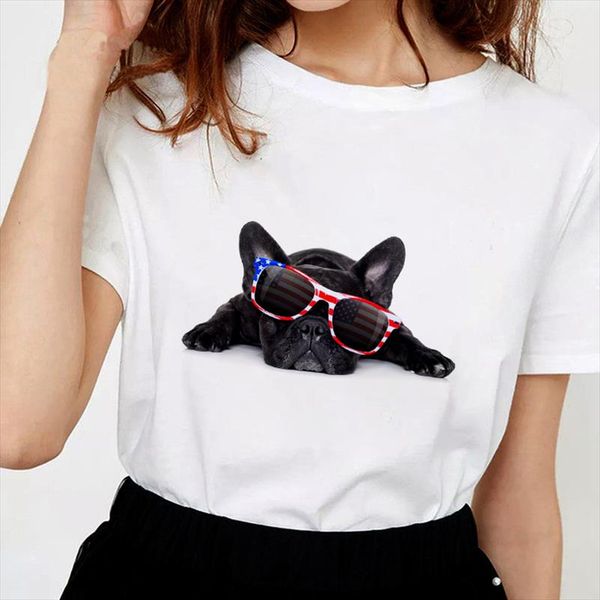 

harajuku thin section white female t shirt clothing new summer humanized dog t shirt women personality fashion tshirt