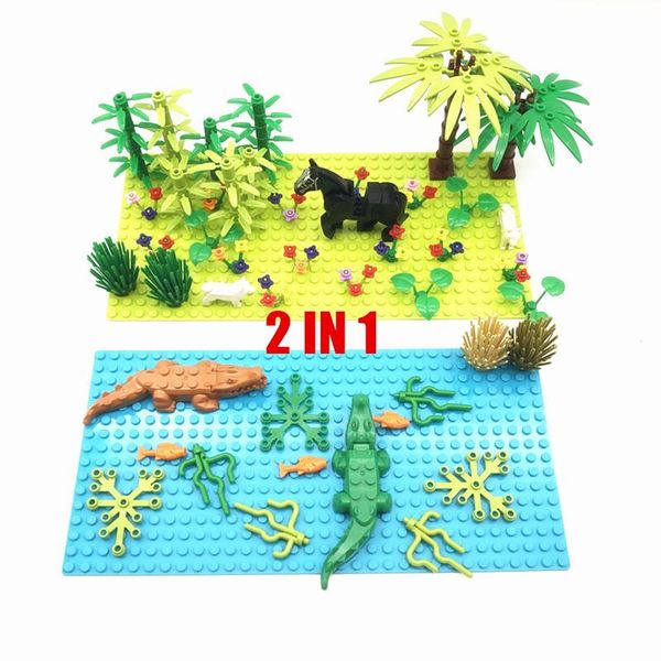 

trees plants moc city animals set blocks parts with baseplate compatible bricks accessory diy building toys kids education gift yxlhyb