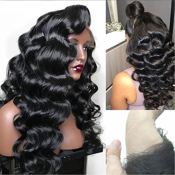 

lx brand remy loose deep wavy wigs glueless lace front wigs high temperature fiber synthetic wigs cosplay lace for womenfactory direct, Black