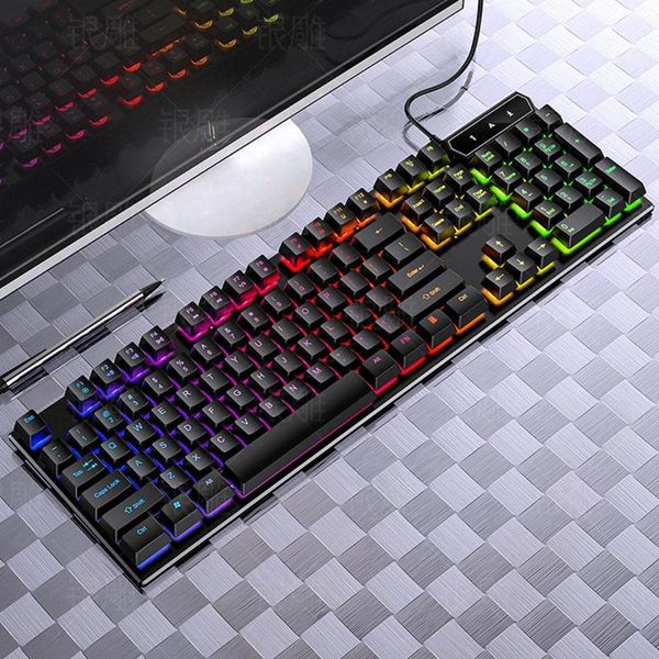 

rgb backlit deskgaming keyboards mouse set usb wired mechanical feel keyboard mouse combo for pc lapgamer pad gift
