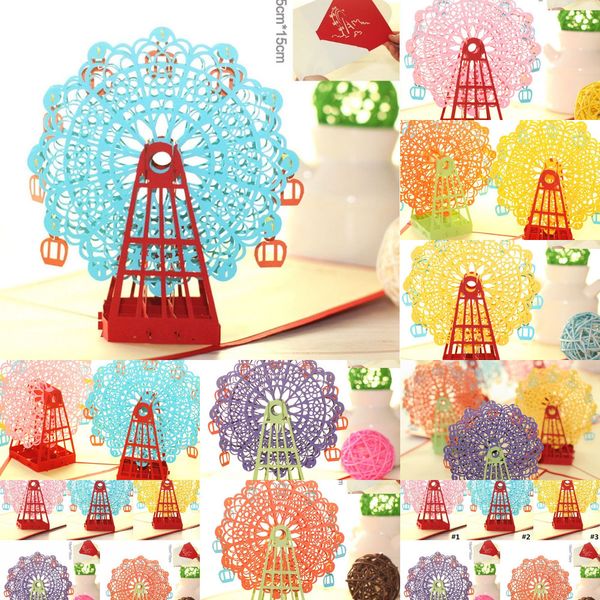 

ferris greeting origami wheel handmade 3d pop up paper laser cut vintage post cards happy birthday gifts kraft 2 n3ipn