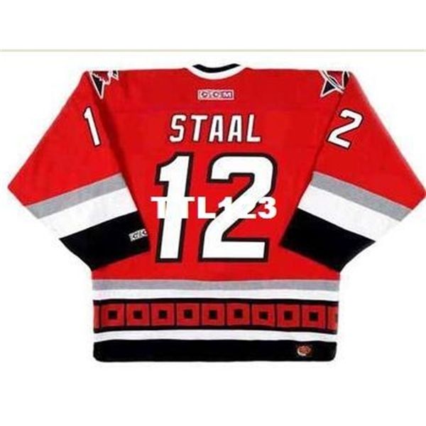 

740s #12 eric staal carolina hurricanes 2003 ccm retro away hockey jersey or custom any name or number retro jersey, Black