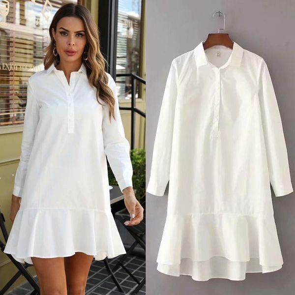 

women dress 2021 fashion new pure color simple women's lapel long sleeve dress women's casual chic street women, Black;gray