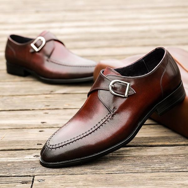 

dress shoes phenkang mens formal genuine leather oxford for men black 2021 wedding business buckle brogues
