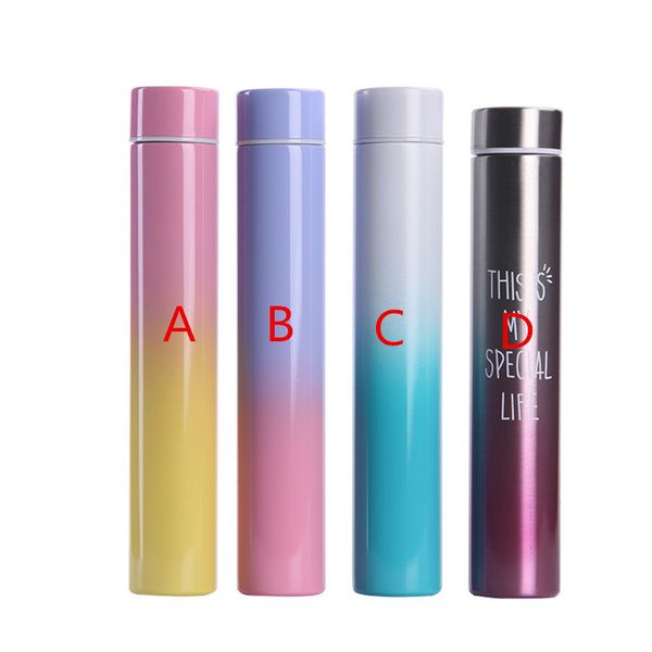 

gradient thermos cup stainless steel straight rod vacuum cup kids sports water bottles with lid anti wolf stick creative gift a05