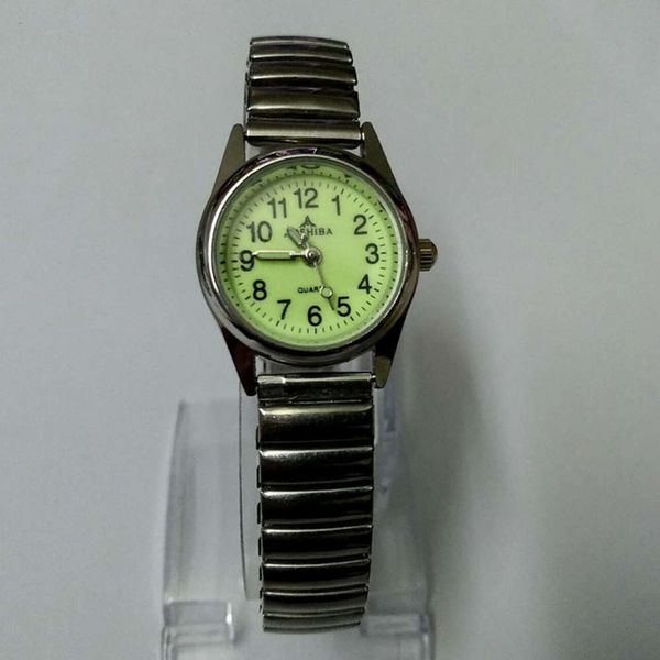 

fashion simple 12 digital luminous dial elastic steel band elderly men's and women's lovers watch relt, Slivery;brown