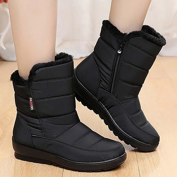 

women's winter boots short female shoes waterproof women shoes platform ankle boots lace up girl winter women botas mujer, Black