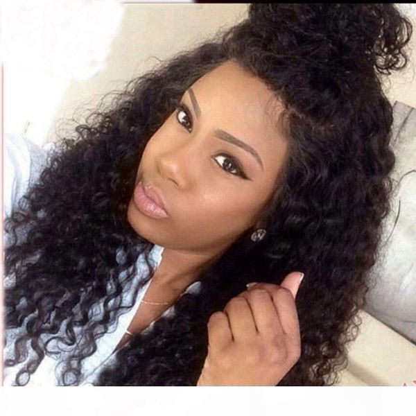 

full lace wig brazilian human hair wigs human hair kinky curly lace front wigs glueless full lace wig for black women, Black;brown