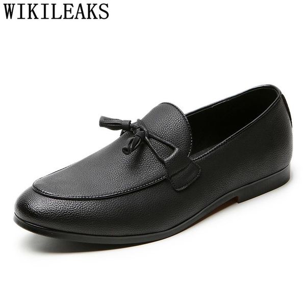 

loafers suit shoes wedding shoes for men fashion leather men fringe coiffeu sepatu formal pria sapato masculino oxford2020, Black