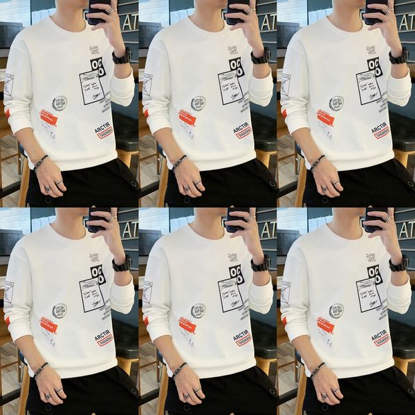 

мужская корейская версия ins молодежи модно и свободная футболка sweatersweater свитера спортивной одежды с геометрической напечатанной футб, Black