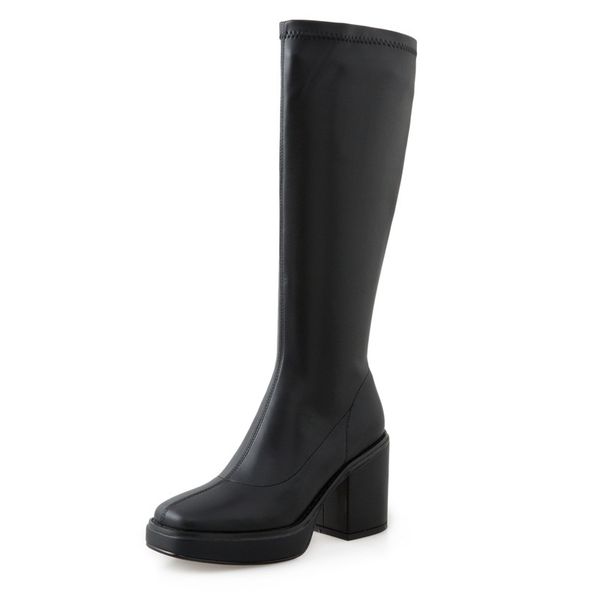 

2021 fashion knee boots woman heels party big 34-43 vui9, Black
