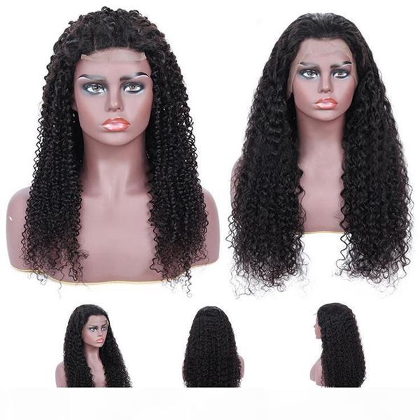 

brazilian human hair kinky curly 10"-24" women lace front wigs hair wigs europe africa fashion full hand weaving natural black, Black;brown