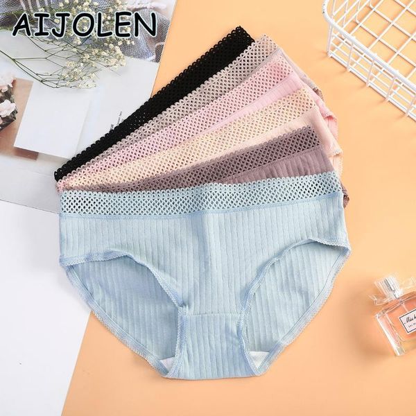 

aijolen pure color threaded women's briefs cotton stitching underwear comfortable close-fitting winter underpants1, Black;pink