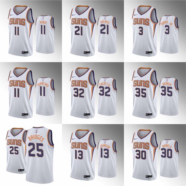 

custom 2020 the sun white style jerseys 11 rubio 21 holmes 11 crawford 32 fredette basketball jersey ing, Black;red