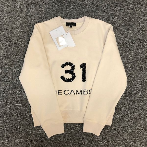 

2020 autumn women high-end hoodie flower letters beading sport sweatshirt o-neck long sleeved casual loose pullover 31, White;black
