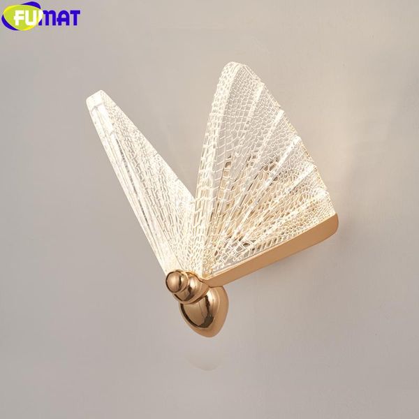 

fumat lgp plated gold led butterfly wall lamp modern mirror light aisle bedside background decor lighting for bar coffee villa