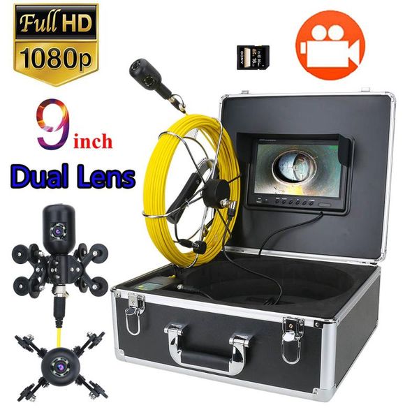 

cameras dual camera 9inch dvr 30m/50m 1080p hd lens drain sewer pipeline industrial endoscope pipe inspection video