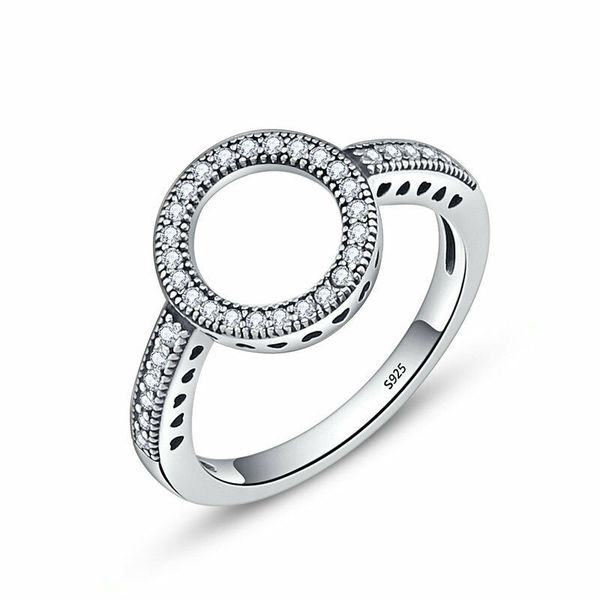 

women fashion 925 sterling silver pave clear cz round circle hallow ring size 6-8