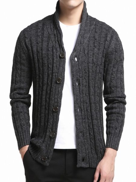 

men space dye cable knit cardigan a561#, White;black