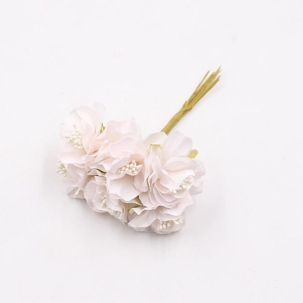 

6pcs/lot silk artificial cherry flowers bouquet wedding home decoration diy craft wreath gifts handmade fake flower acc jllagc