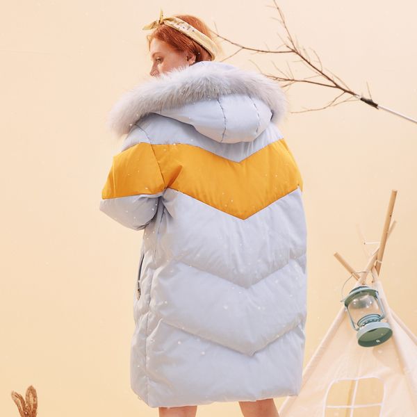 

metersbonwe long winter warm duck portability outwear 80% down coat hooded women fashion womens white nmffm, Black