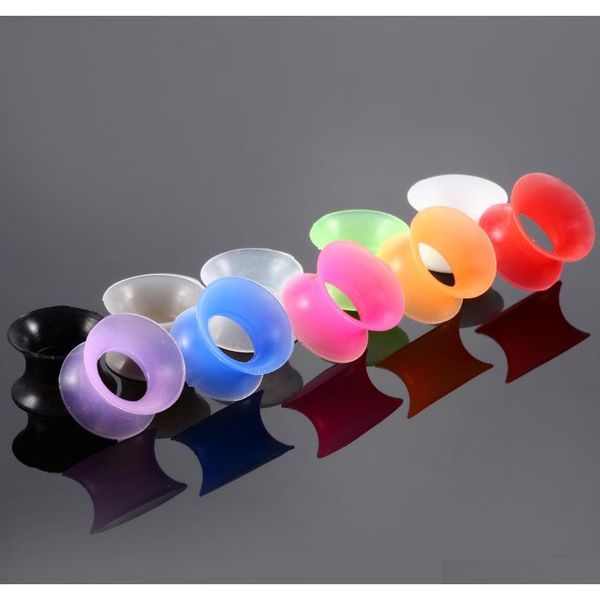 

sile flexible thin double flared ear plugs flesh tunnel ear gauge expander stretcher earlets earrings ear pier jllxyu yummy_shop, Silver