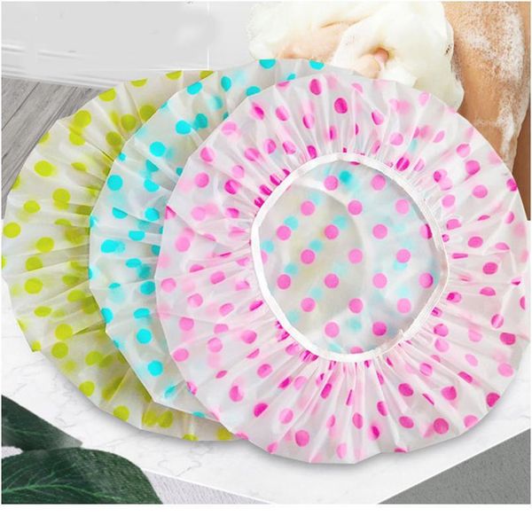 

women spa bathing waterproof shower cap thicken elastic bath hat bathing cap salon bathroom accessory elastic qyljto