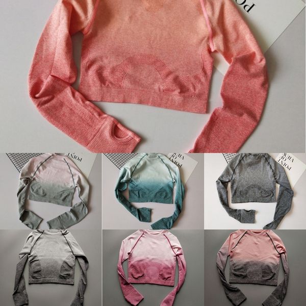 

sr3vm бесшовных coathip ударопрочного упражнения женщин фитнеса бесшовного лифтинг gradient градиентных yoga top ударопрочных женщины fitne, Gray