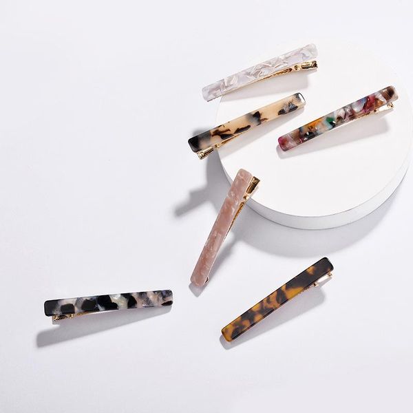 

trendy women girls hair accessories colorful acrylic long strip tortoiseshell hairgrip sequins duckbill marble textured printed, Golden;silver