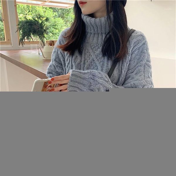 

winter women sweaters and pullovers turtleneck sweater women twisted thicken loose pullover sweaters1, White;black