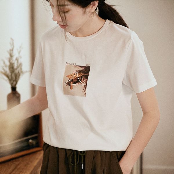 

gjcp pure cotton holiday style short sleeve for women t-shirt lower package lower package 2020 summer new white women's bottom t-shirt