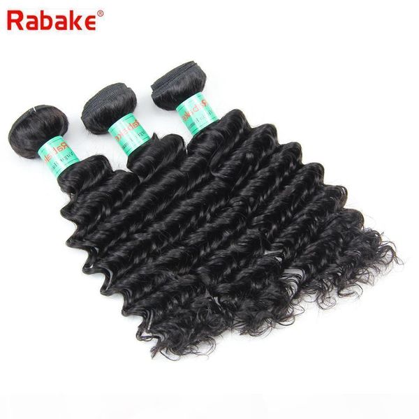 

brazilian deep wave virgin hair bundles 3 4 pcs deals rabake wholesale 100% unprocessed brazilian virgin human hair weave extension, Black
