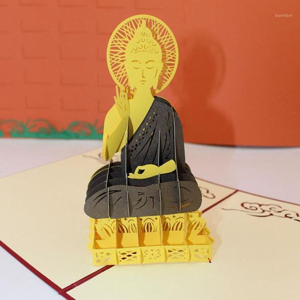 

3d handmade carving traditional buddhism sakyamuni paper invitation greeting cards postcard bussiness travel souvenirs gift1