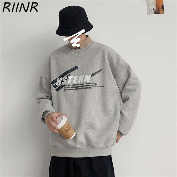

riinr 2020 new spring and autumn sweatshirts men's loose hip-hop couple pullovers letter printed round neck sport hooded sweatshirt hoo