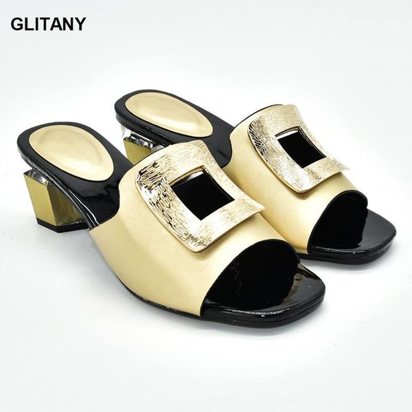 

latest design comfortable pu shoes with shining diamond lady slippers party pumps italian high heels autumn slipper for wedding1, Black